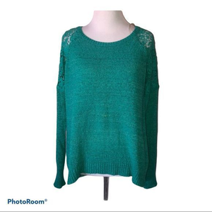 My Michelle medium‎ crewneck lace shoulder sweater